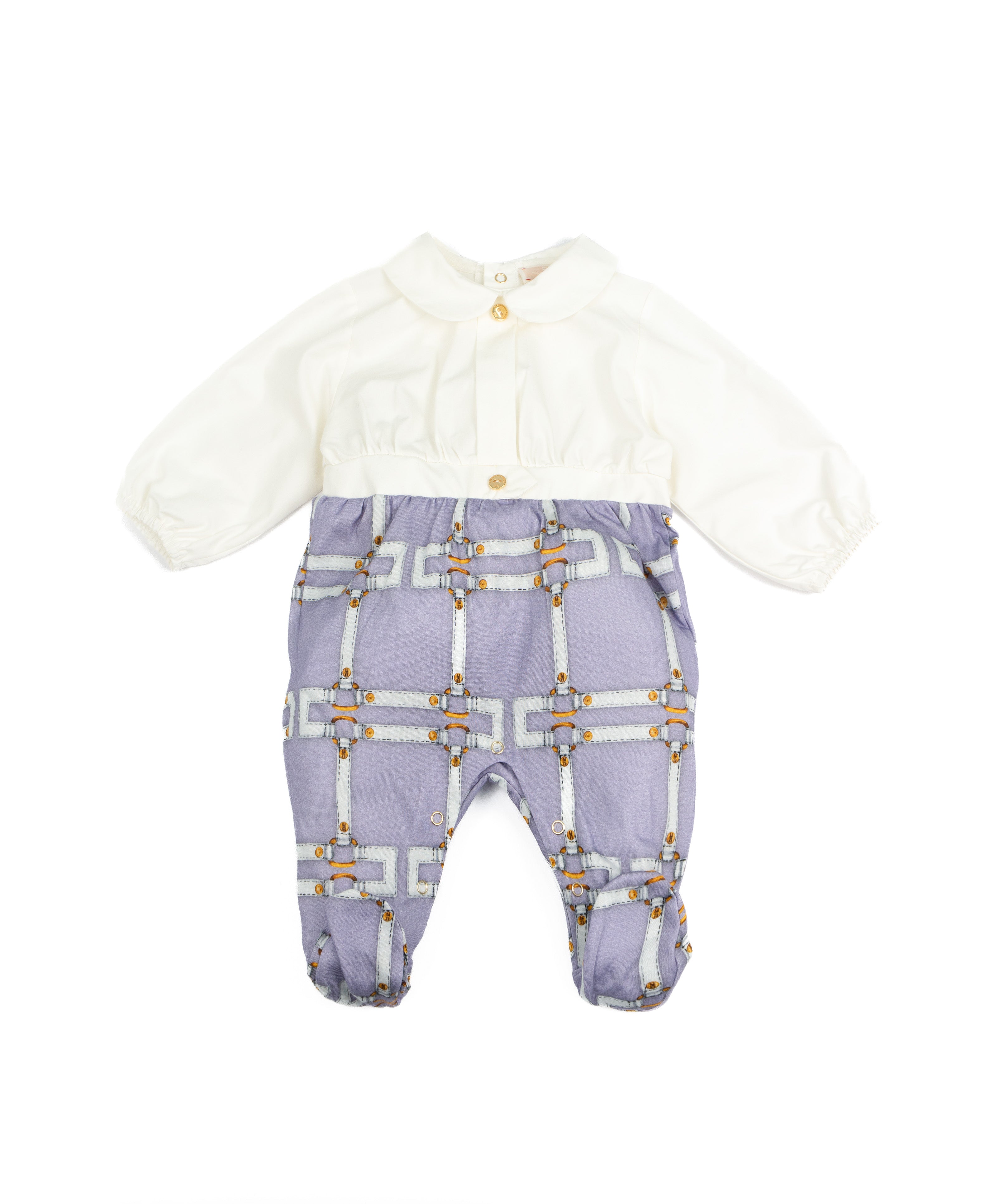 Elisabetta Franchi La Mia Bambina Tutina Lilla/Avorio con Motivo Catene per Neonate