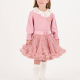 Angel's Face Maglioncino Rosa con Girocollo in Pizzo per Bambine