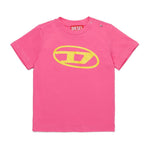 Diesel Kids T-Shirt Fucsia con Logo Oval D per Neonate frontale
