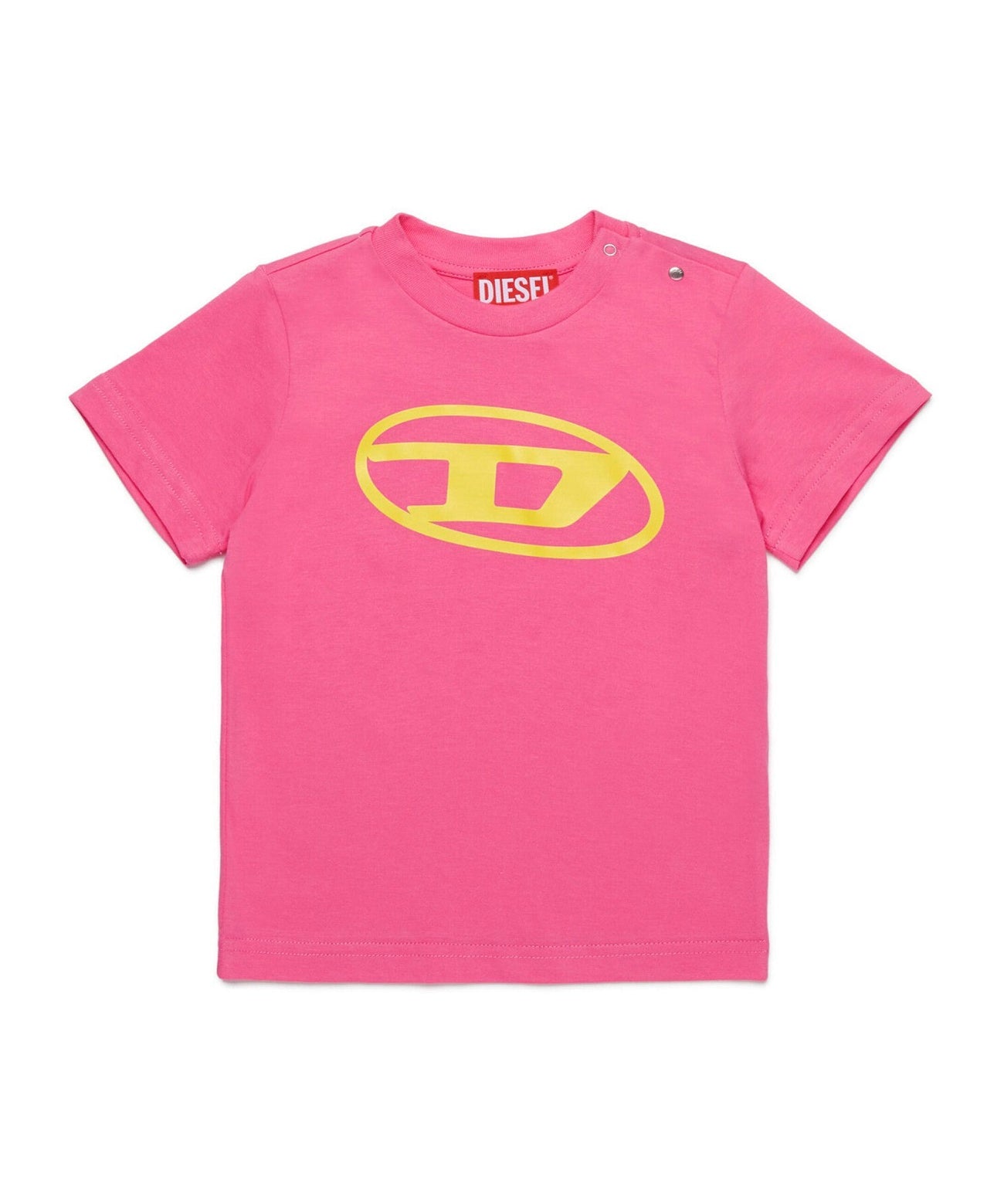 Diesel Kids T-Shirt Fucsia con Logo Oval D per Neonate frontale