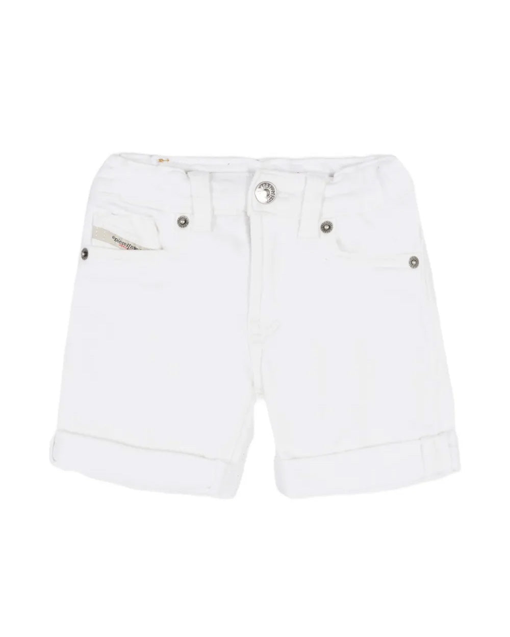 Diesel Kids Bermuda in Denim Bianco per Neonati