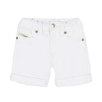 Diesel Kids Bermuda in Denim Bianco per Neonati