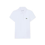 Lacoste Kids Polo Bianco con Collo Smerlato e Ricamo Logo per Bambine