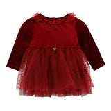 Angel's Face Abito Rosso con Tulle e Charm Oro per Neonate