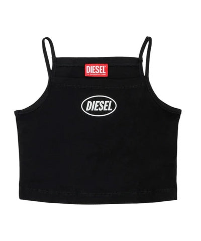 Diesel Kids Top Nero con Logo per Bambine