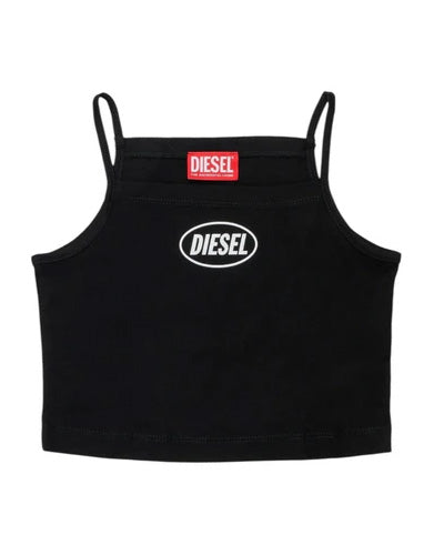 Diesel Kids Top Nero con Logo per Bambine
