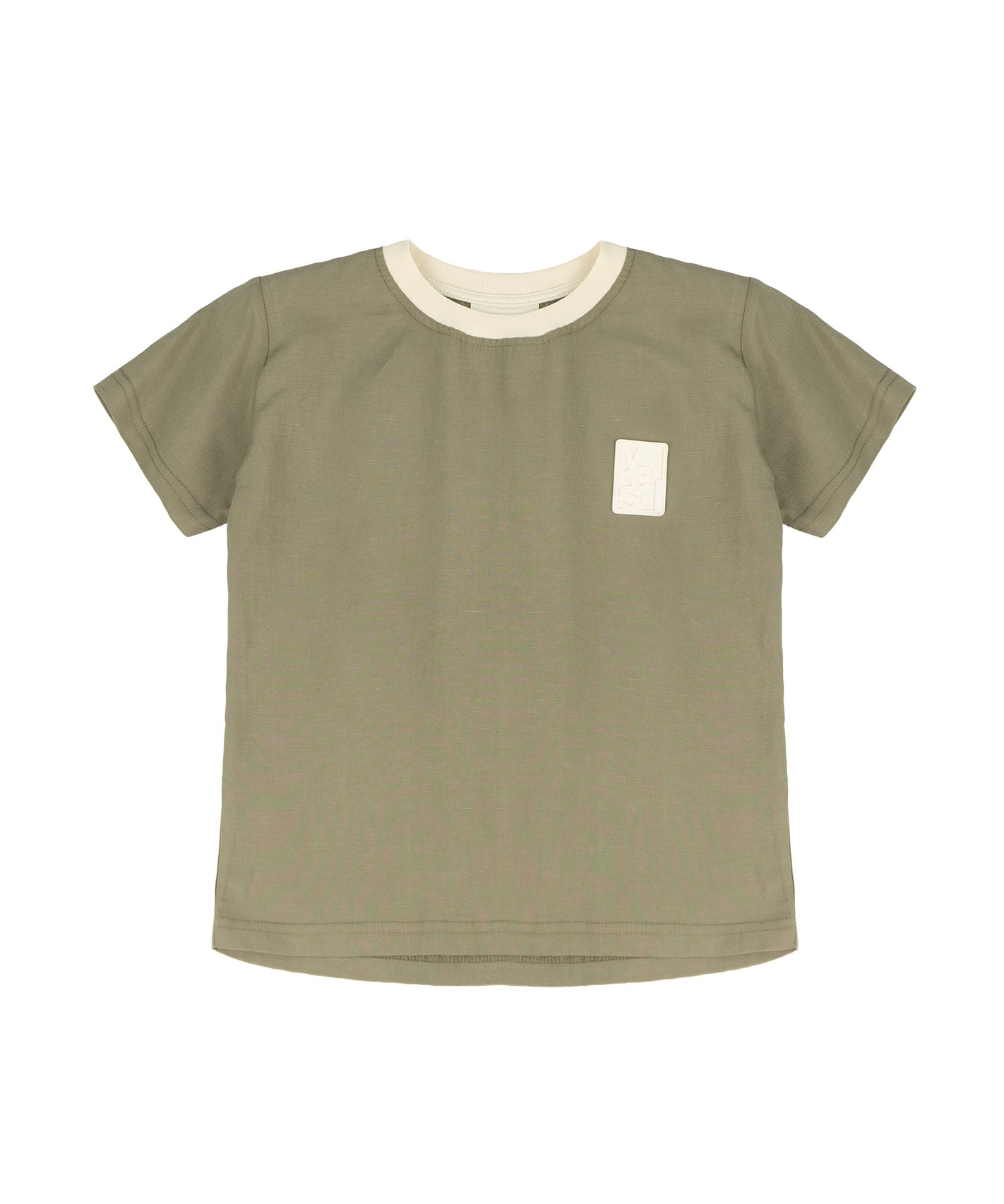 Yes London T-Shirt Verde Militare con Logo per Bambini