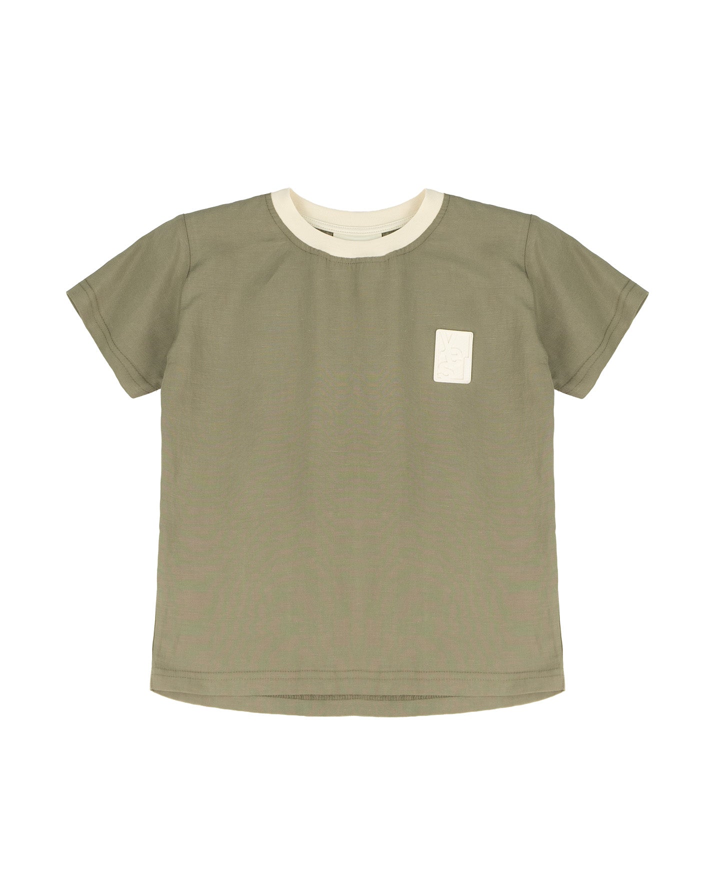 Yes London T-Shirt Verde Militare con Logo per Bambini