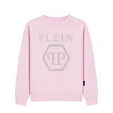 Philipp Plein Kids Felpa Rosa Girocollo con Logo Esagono Strass per Bambine