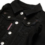 Dsquared2 Kids Giacca in Denim Nero con Stampa Logo sul Retro per Neonati