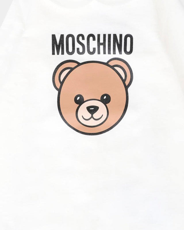 Moschino Kids Tutina Panna con Logo Teddy per Neonati
