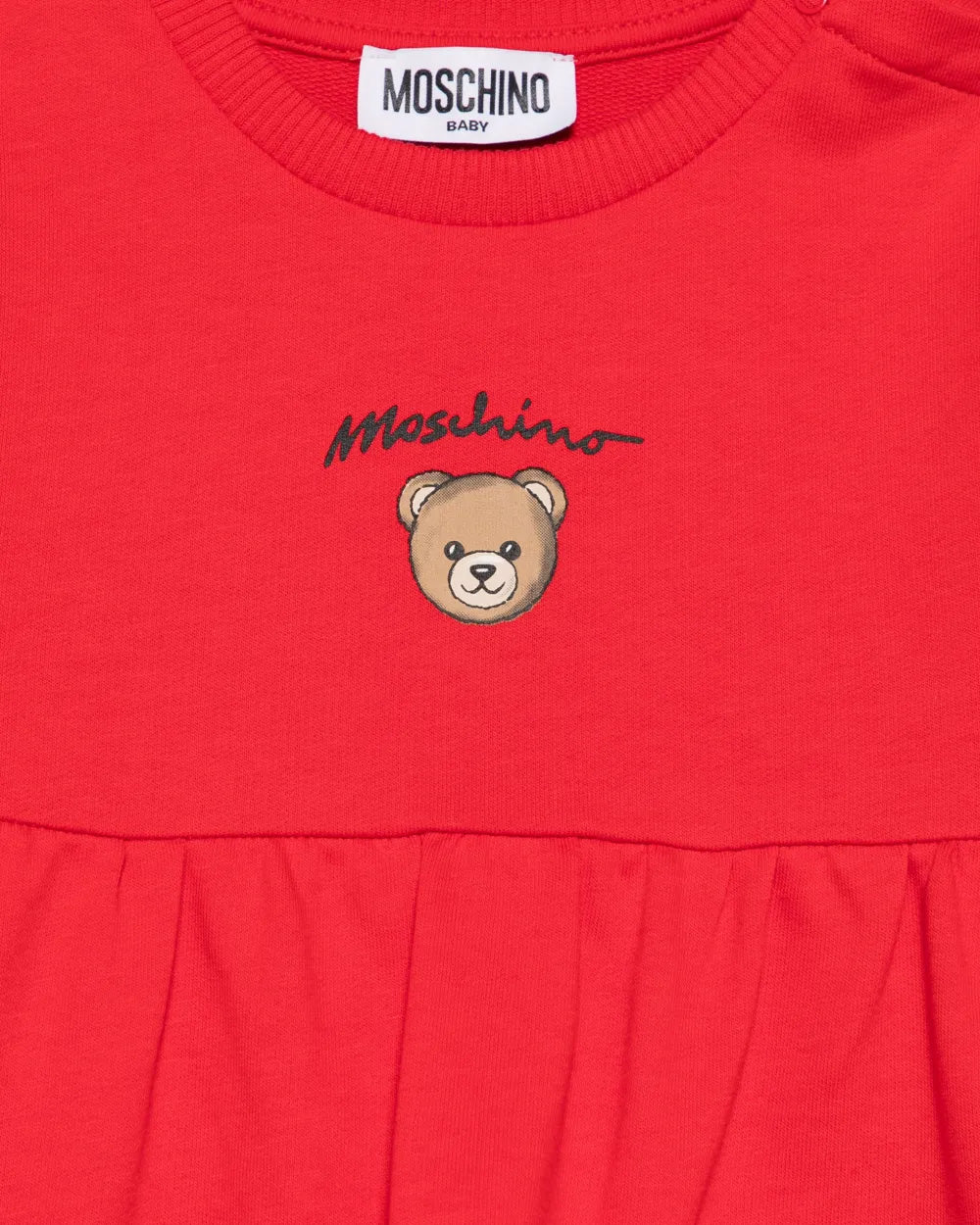 Moschino Kids Abito Rosso Con Logo Teddy Bear per Neonate