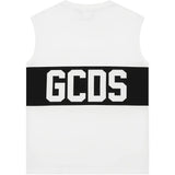 Gcds Kids Canotta Bianco con Banda Nera Logata Unisex