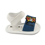 Moschino Kids Sandalo Bianco in Denim con Toppa per Neonati