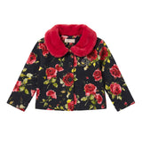 Blumarine Kids Giacca Fantasia Rose Nero e Rosso per Neonate