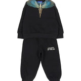 Marcelo Burlon County of Milan Kids Set Felpa+Pantalone Nero per Neonati