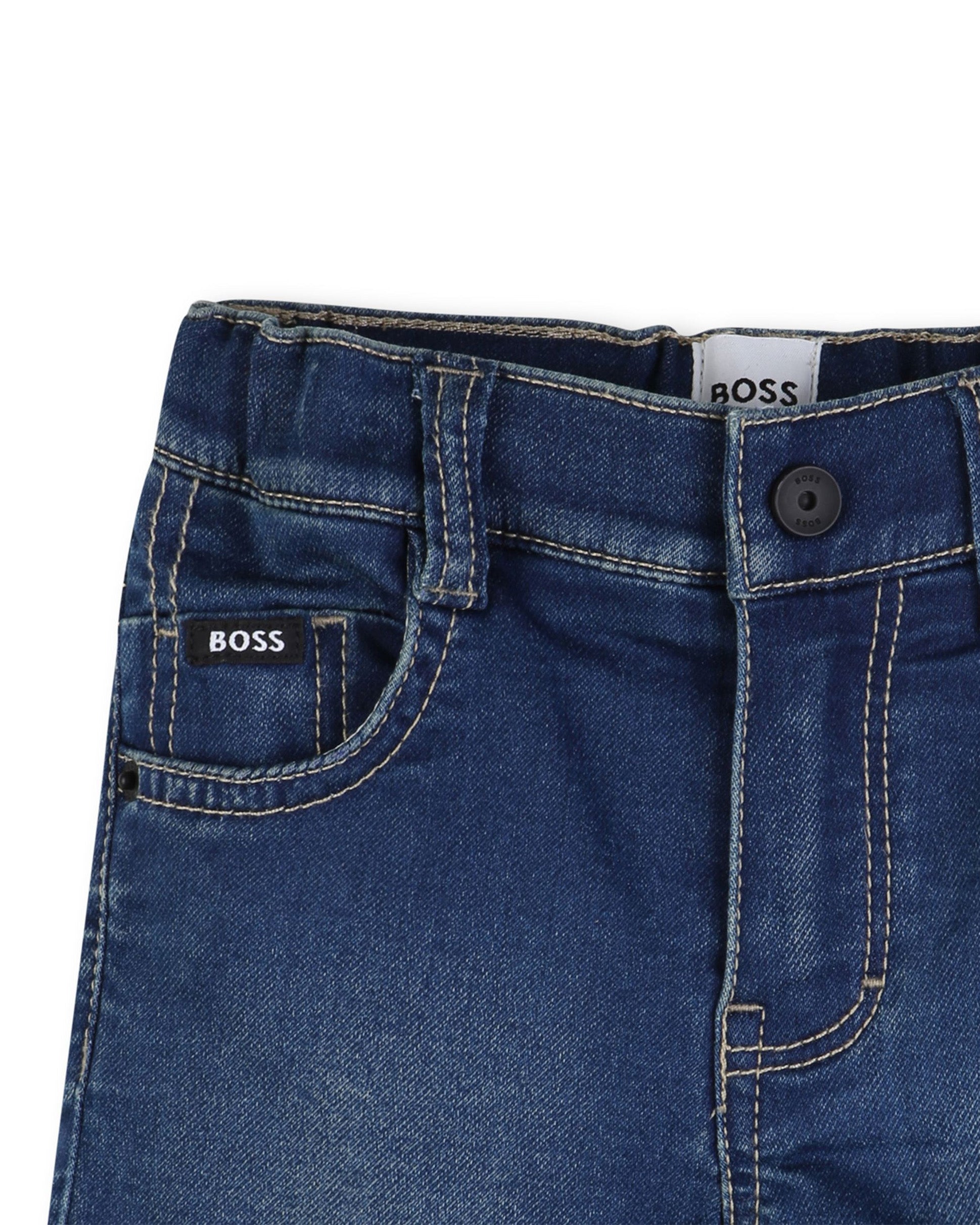 Boss Kids Short in Denim Blu per Neonati