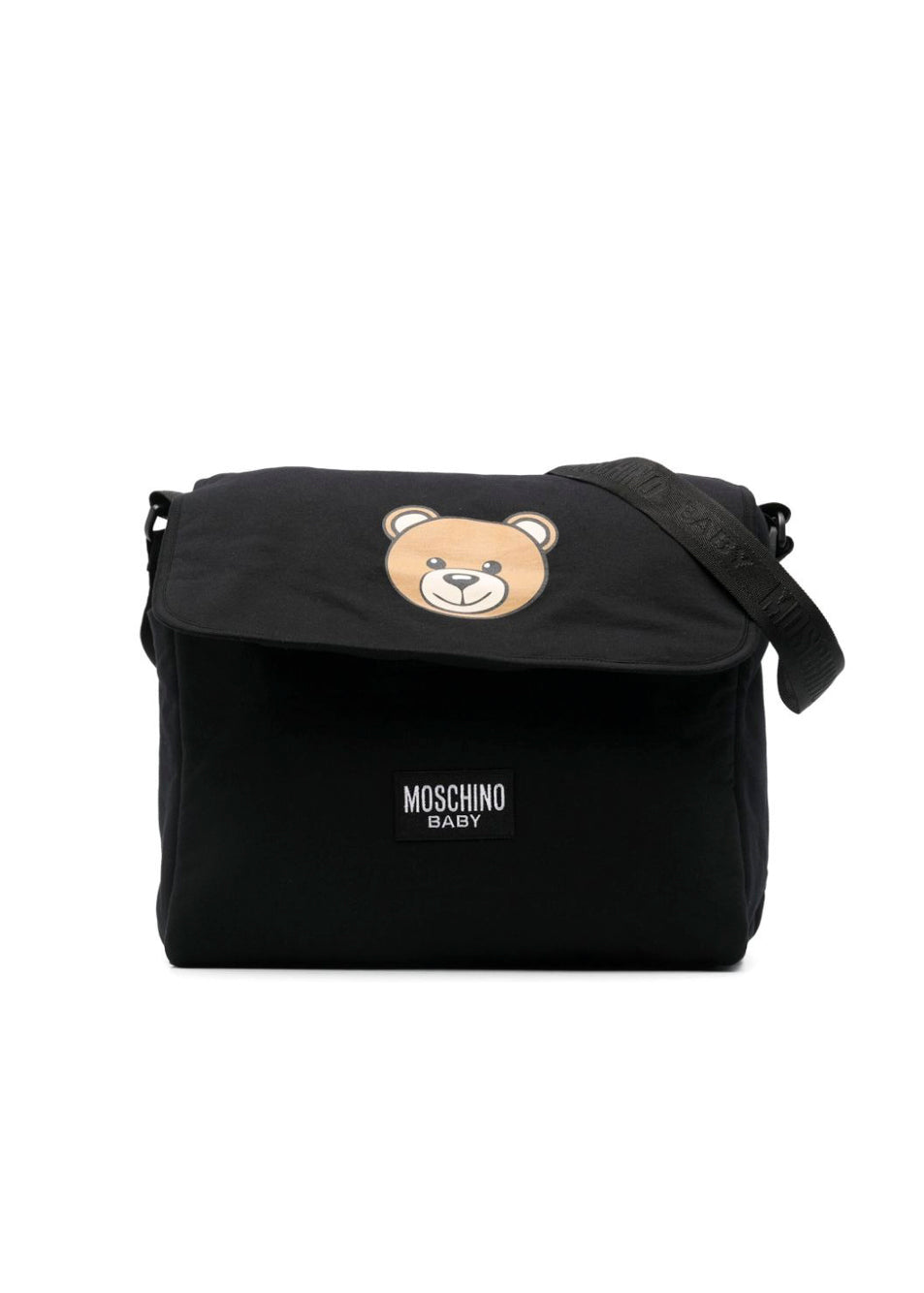 Moschino Kids Borsa Mamma Nera Teddy Bear con Fasciatoio per Neonati