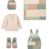 Marlù Completo+Cappello+Scarpina+Coperta Verde Lichene Cammello e Mandorla Unisex