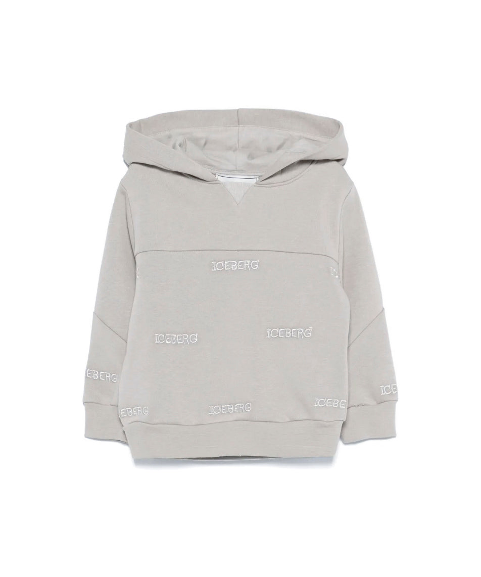 Iceberg Kids Felpa con Cappuccio Grigia con Ricamo Logo per Neonati
