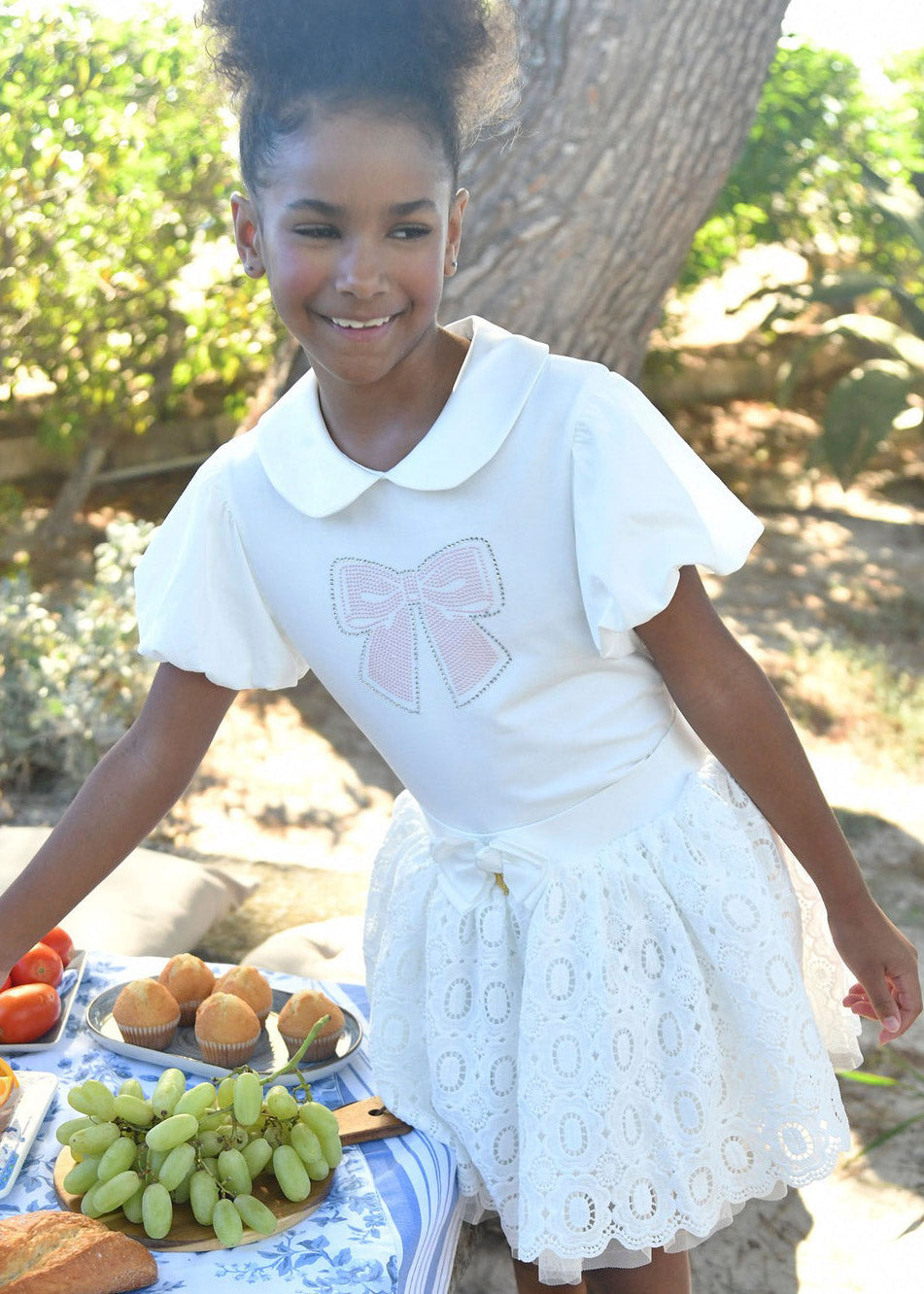 Angel's Face T-shirt Bianca con Stampa Mallory per Bambine