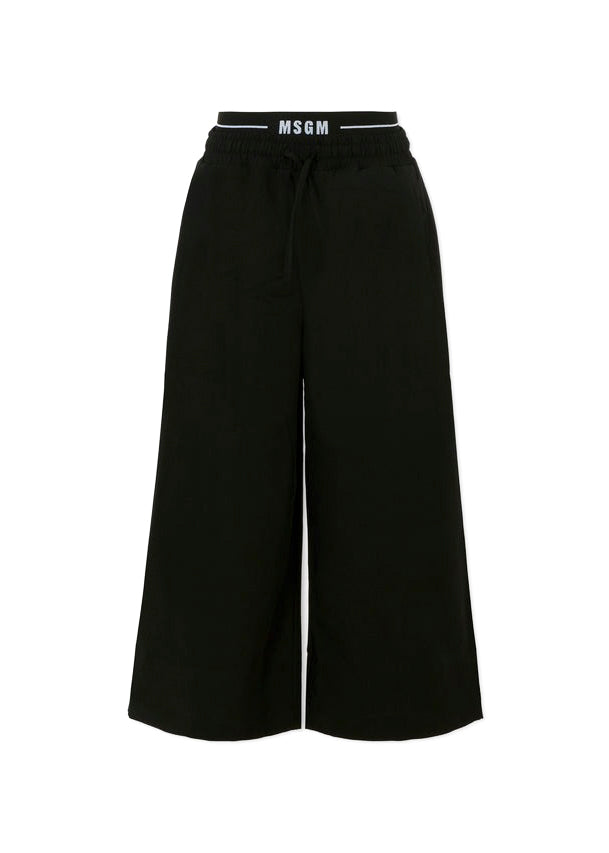 MSGM Kids Pantaloni Neri con Logo per Bambine