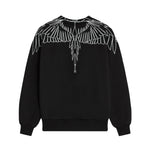 Marcelo Burlon County Of Milan Kids Felpa Girocollo Nera con Motivo Ali per Bambine