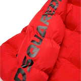 Dsquared2 Kids Giubbino Trapuntato Rosso con Logo Leaf per Bambini (dettaglio)