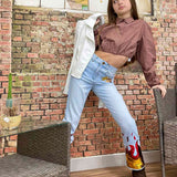 Pinko Kids Jeans Denim con Paillettes Fire per Bambine