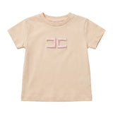 Elisabetta Franchi La Mia Bambina T-Shirt Nude con Logo per Neonate