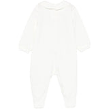 Moschino Kids Tutina Panna in Cotone con Colletto e Stampa Teddy Bear e Logo Unisex