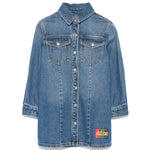Moschino Kids Abito Denim con Ricamo Teddy Bear per Bambine
