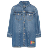 Moschino Kids Abito Denim con Ricamo Teddy Bear per Bambine