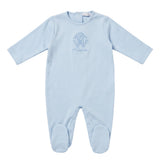 Roberto Cavalli Kids Set Neonato Cappellino+Tutina+Bavetta Celeste con Ricamo Logo per Neonati