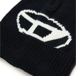 Diesel Kids Cappello Beanie Nero con Intarso Oval D (dettaglio)