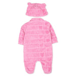 Moschino Kids Tutina Rosa in Spugna con Logo Jacquard per Neonate (retro)
