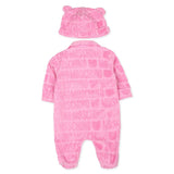 Moschino Kids Tutina Rosa in Spugna con Logo Jacquard per Neonate (retro)