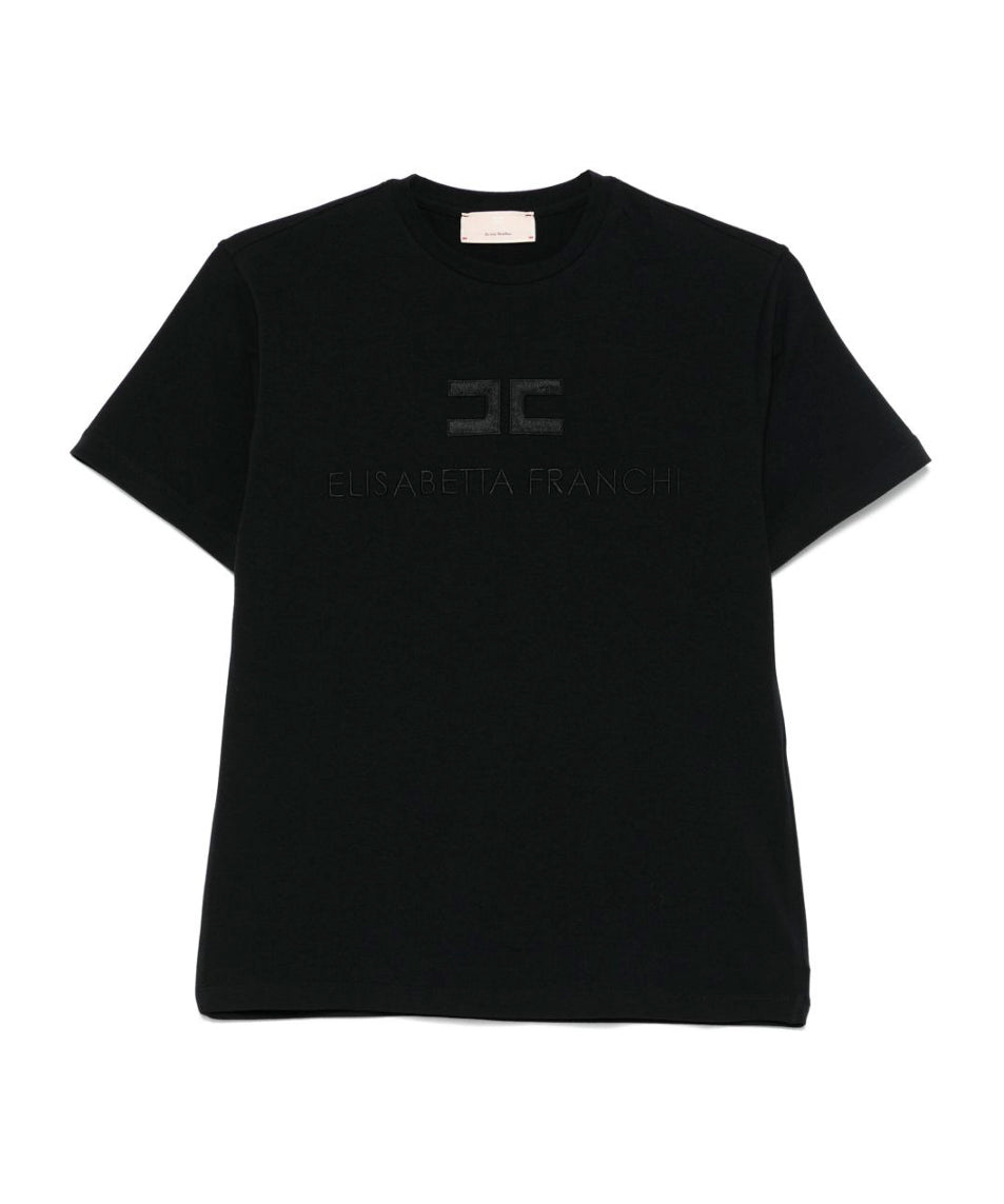 Elisabetta Franchi La Mia Bambina T-shirt Nera con Logo per Bambine