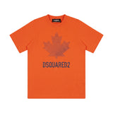 Dsquared2 Kids T-Shirt Arancione in Cotone con Foglia d'Acero e Logo per Bambini