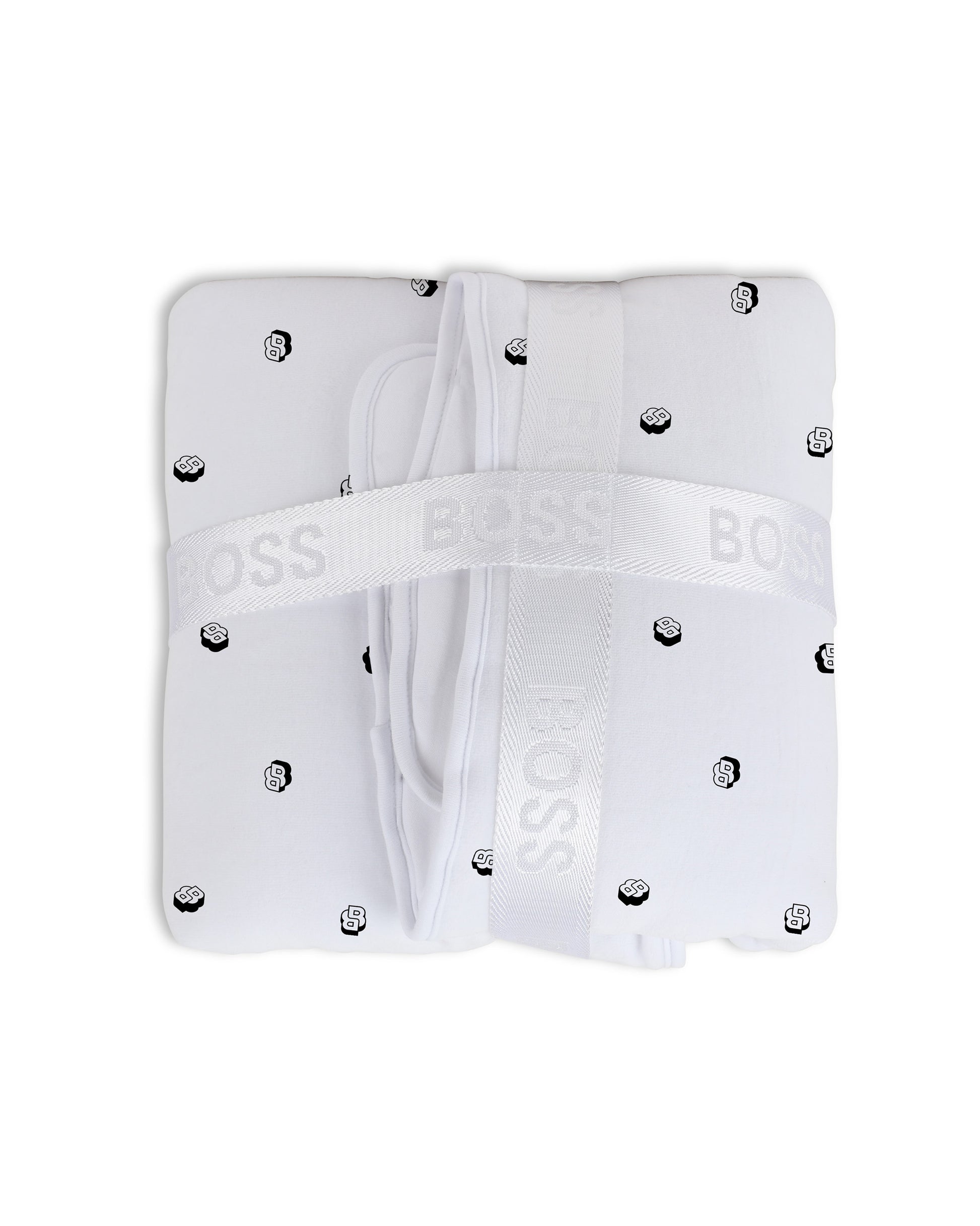 Boss Kids Coperta Bianca con Grafica a Pois per Neonati