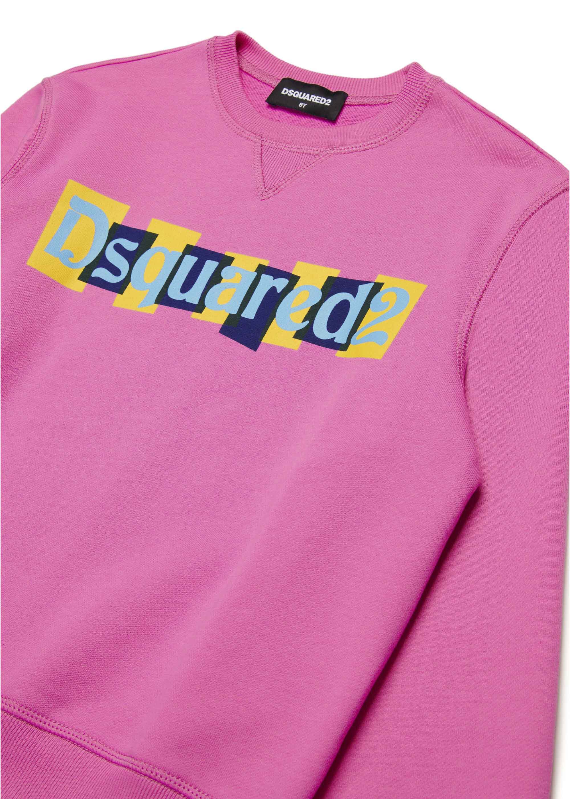 Dsquared2 Kids Felpa Fucsia con Logo Boxed per Bambine (dettaglio)