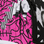 Sprayground Kids Zaino Think On It Nero e Rosa Fuxia con Stampa Shark Mouth e Logo Graffiti