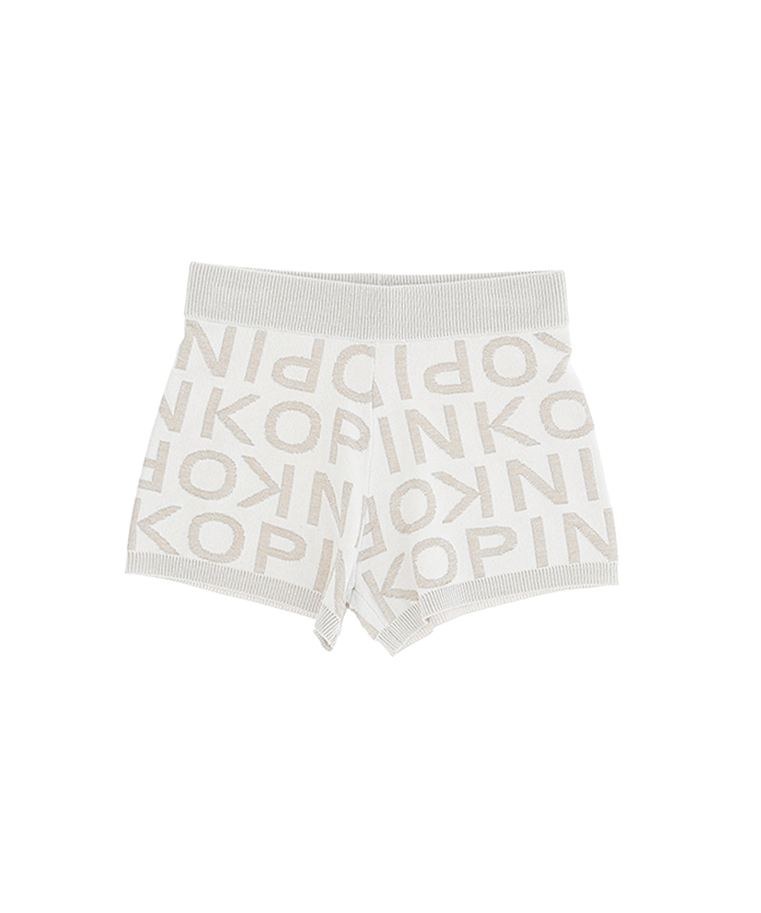 Pinko Kids Short Tricot Bianco con Logo All Over per Bambine