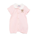 Moschino Kids Pagliaccetto Rosa con Bottoni e Teddy Bear per Neonate