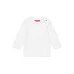Diesel Kids T-shirt Maniche Lunghe Bianca con Logo Strass per Neonate