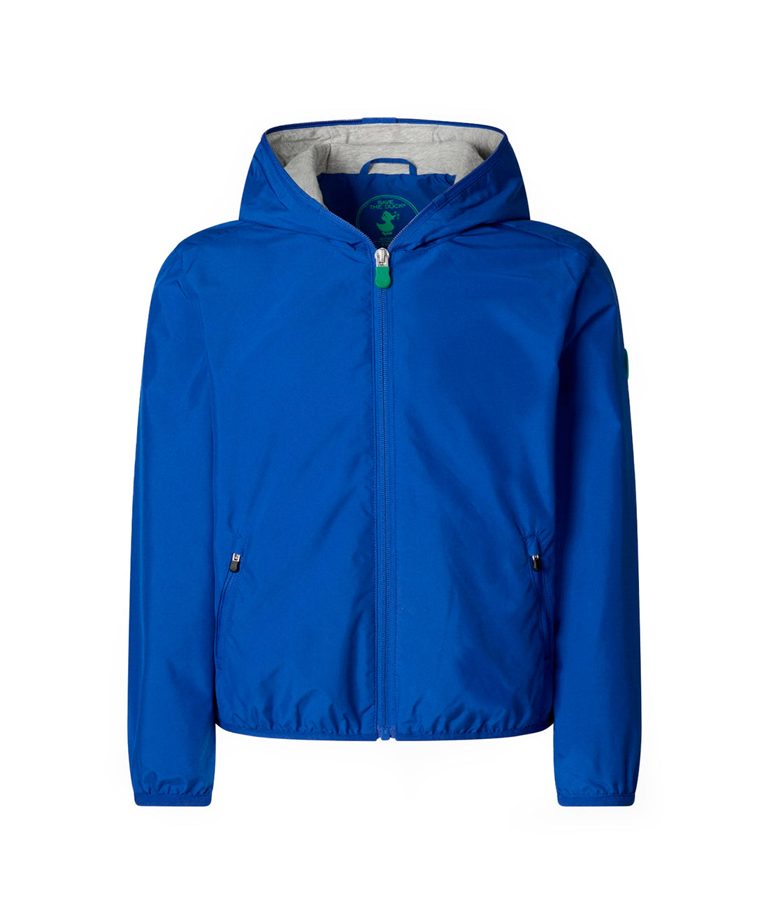 Save The Duck Kids Giubbino Blu con Cappuccio con Patch Logo