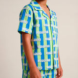 Moschino Kids Completo Camicia+Bermuda Verde/Blu per Bambini