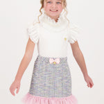 Angel's Face T-shirt Panna con Colletto per Bambine 