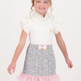 Angel's Face T-shirt Panna con Colletto per Bambine 