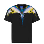 Marcelo Burlon County Of Milan Kids T-Shirt Nera Con Motivo Ali Giallo/Blu per Bambini